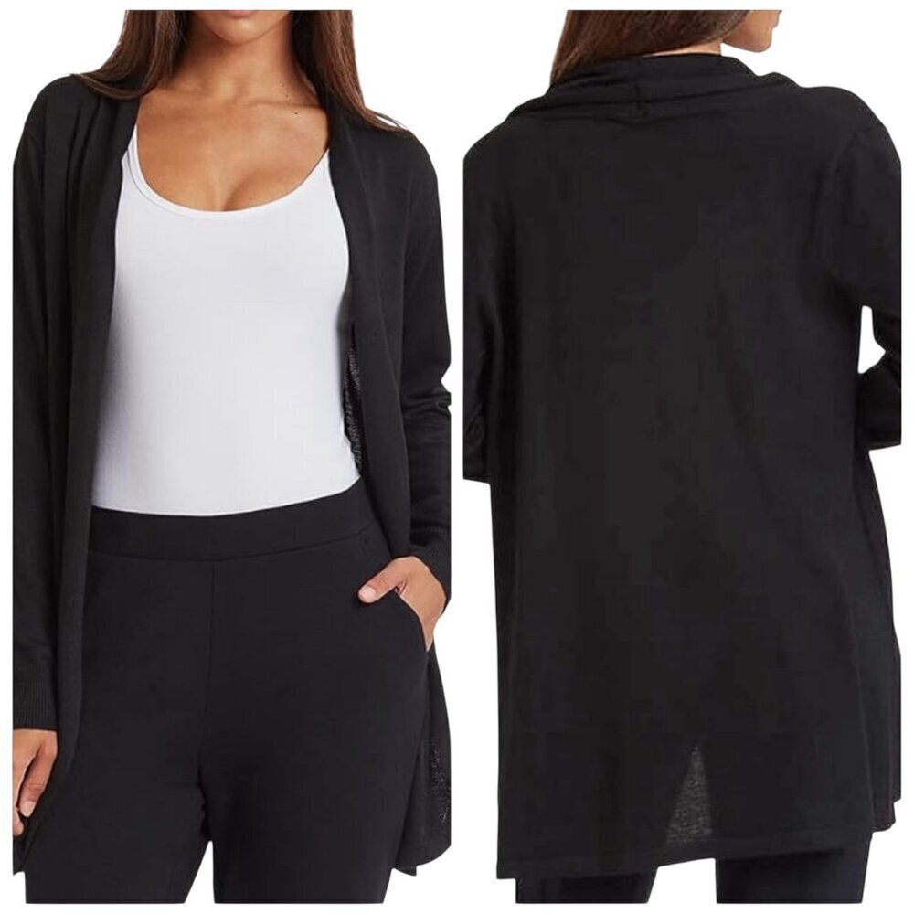 Ella Moss Black Open Front Long Sleeve Cardigan Sweater Women’s Size Small